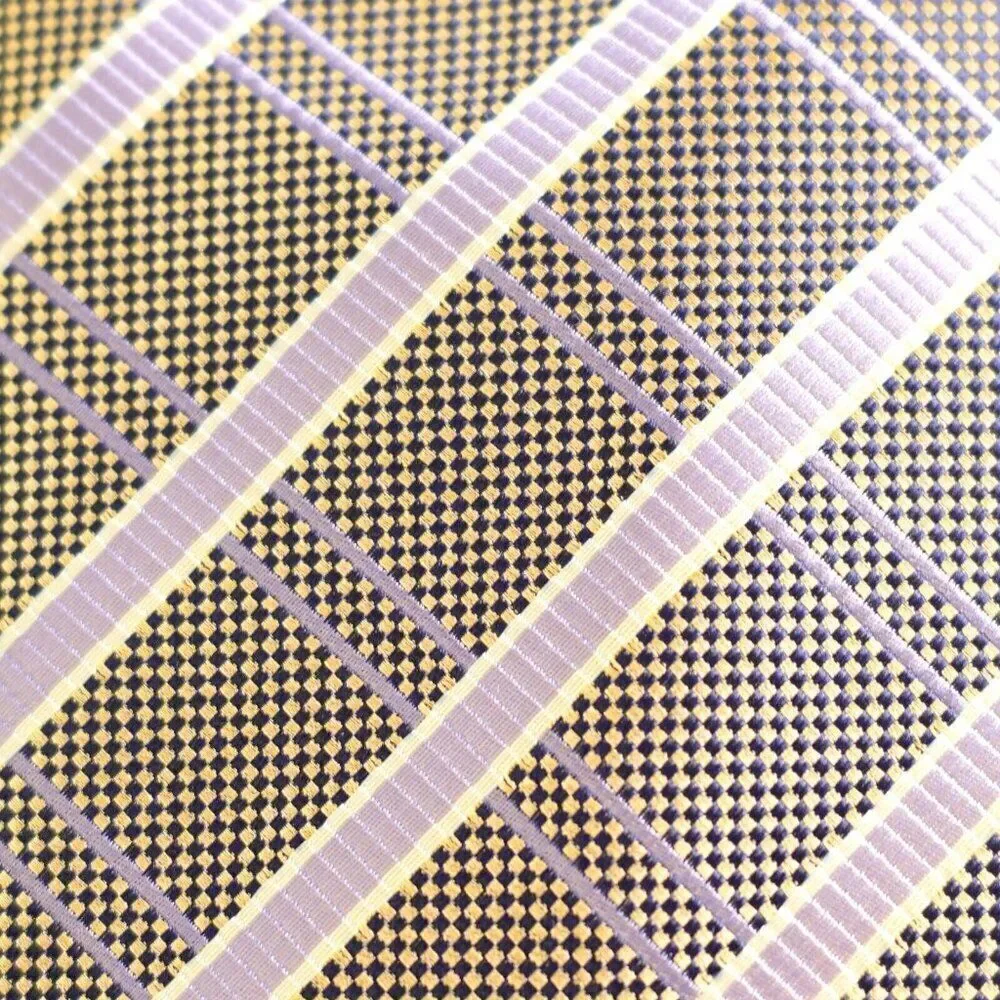 Haggar Black Gold‎ Check Purple Striped Woven Polyester Tie